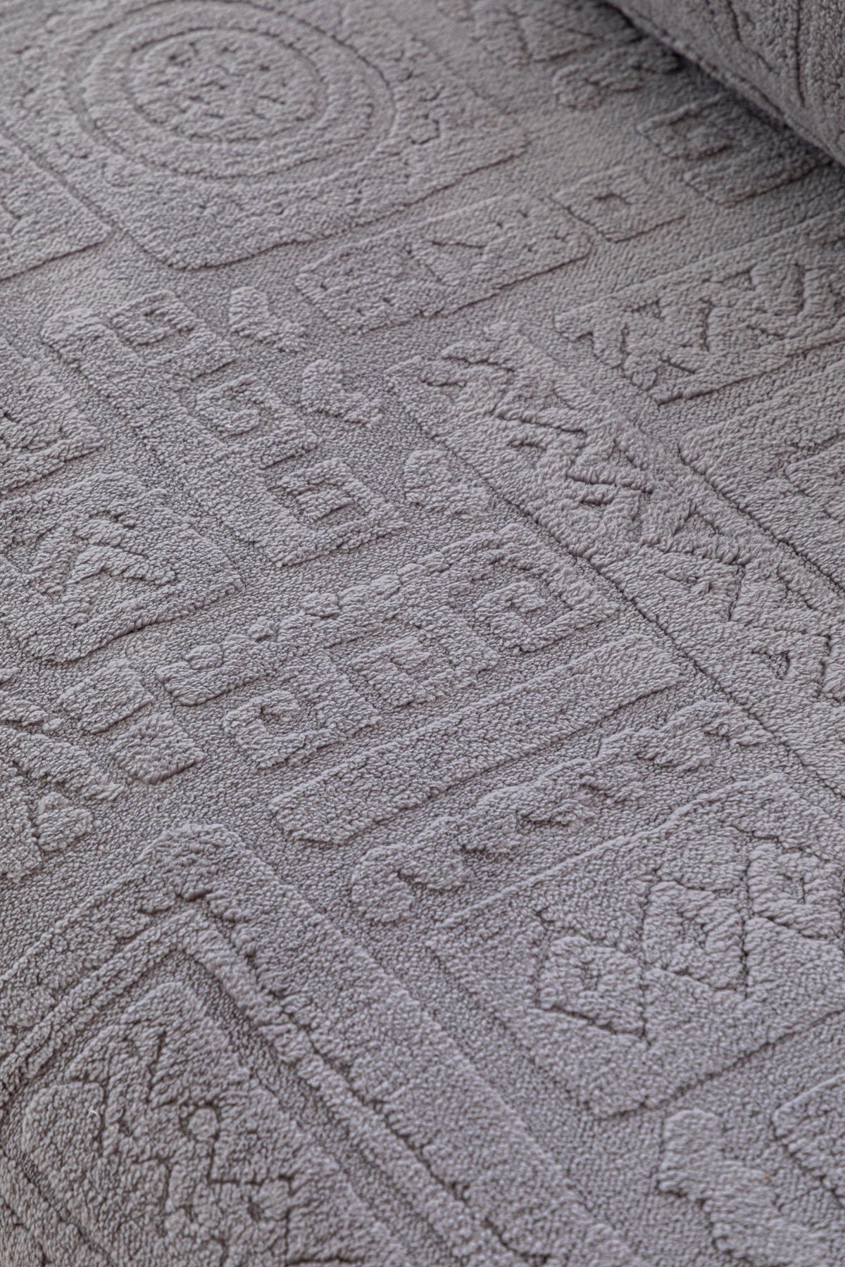 Sofa Decor Elara Geometric Plush Sofa Seat Cover in Slate Grey - detail image for geometric plush couch cover pieces in the UK