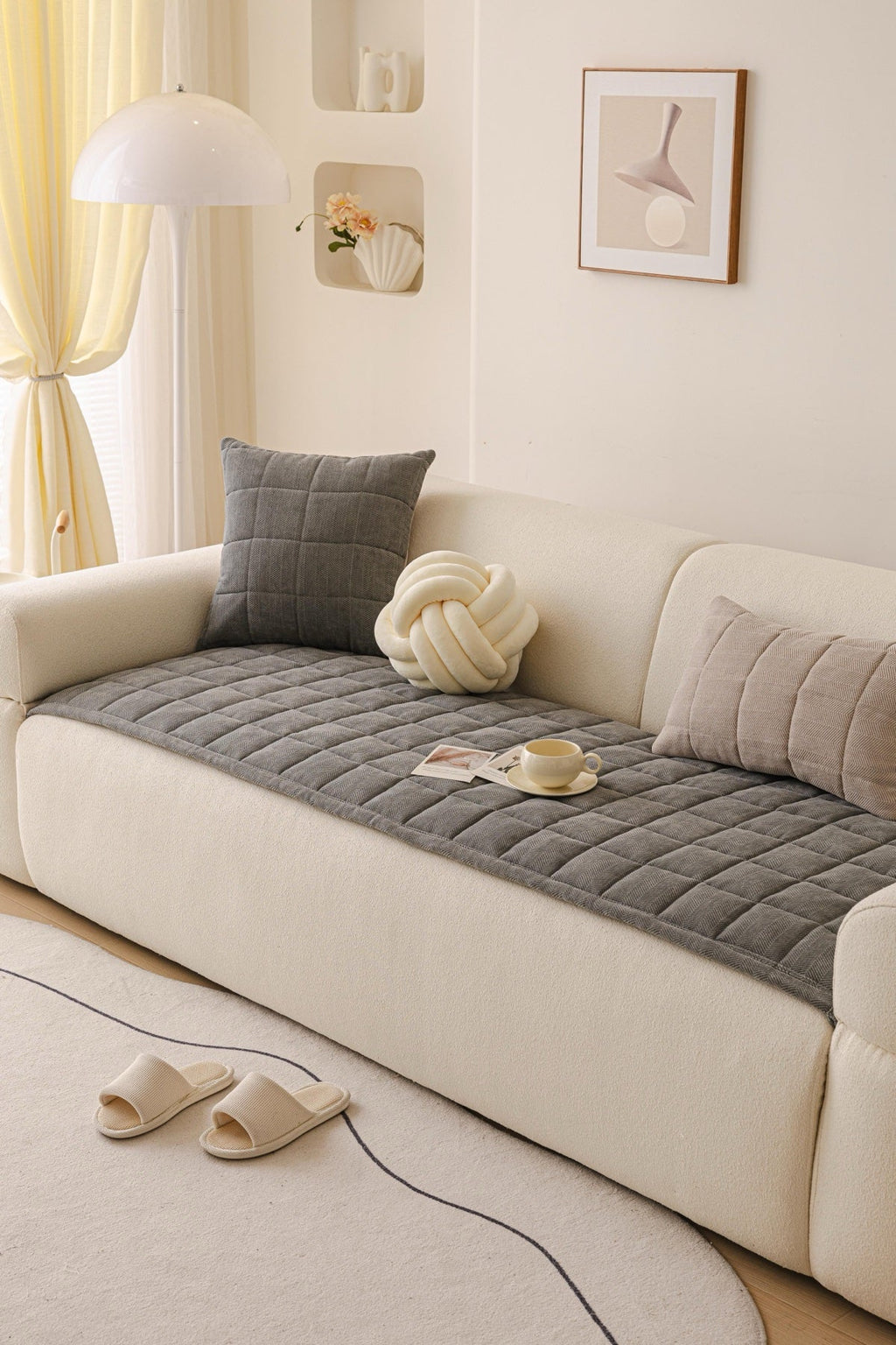 Sofa Decor Haven Quilted Corduroy Sofa Cover Piece pet-friendly sofa cover in the UK - colour and texture view 2