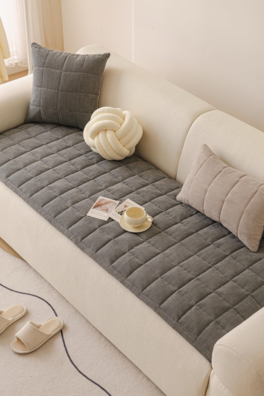 Sofa Decor Haven Quilted Corduroy Sofa Cover Piece pet-friendly sofa cover in the UK - colour and texture view 3