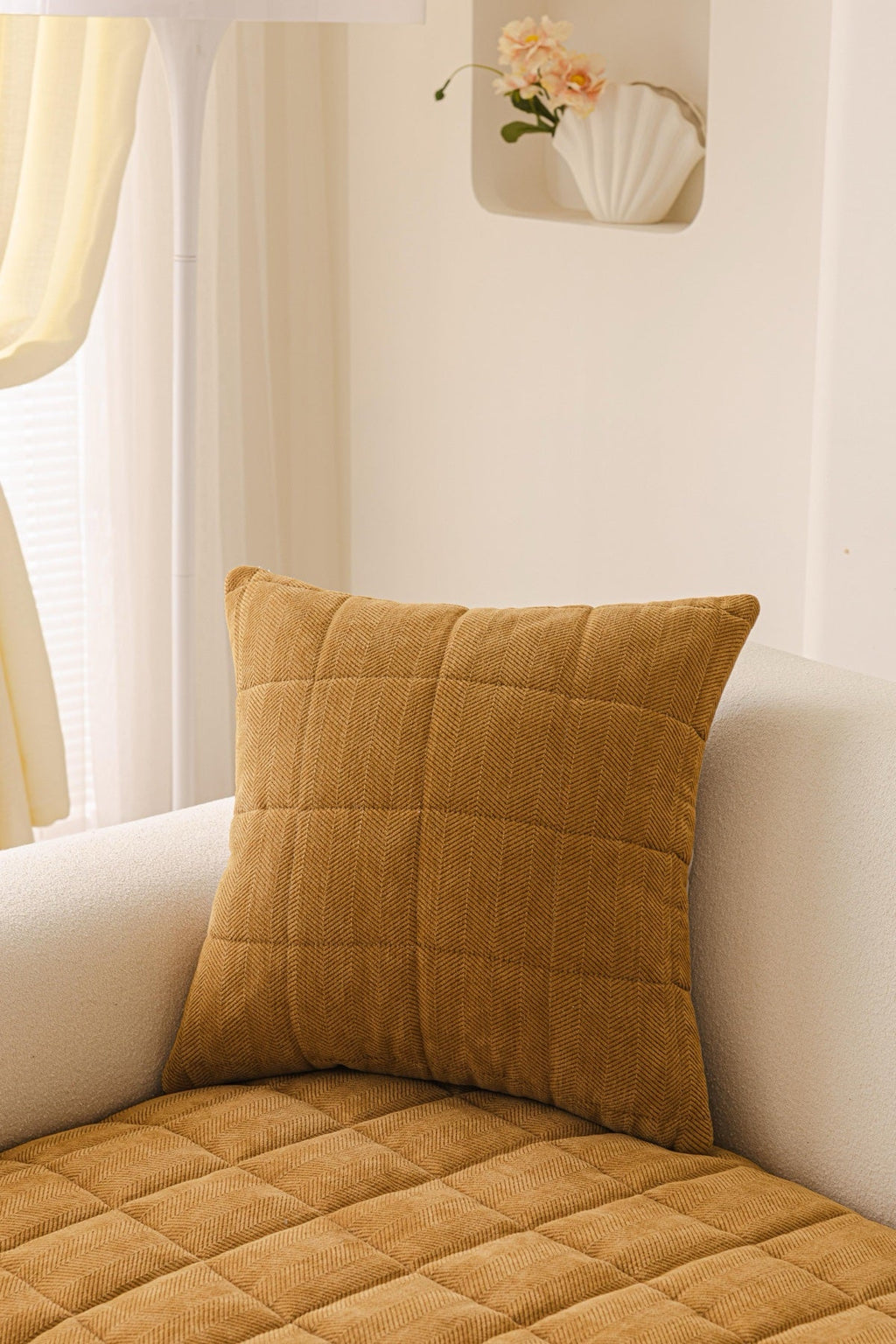 Sofa Decor Haven Quilted Corduroy Sofa Cover Piece in Ochre Gold - styled quilted sofa cover piece for quilted corduroy sofa cover pieces in the UK, image 21