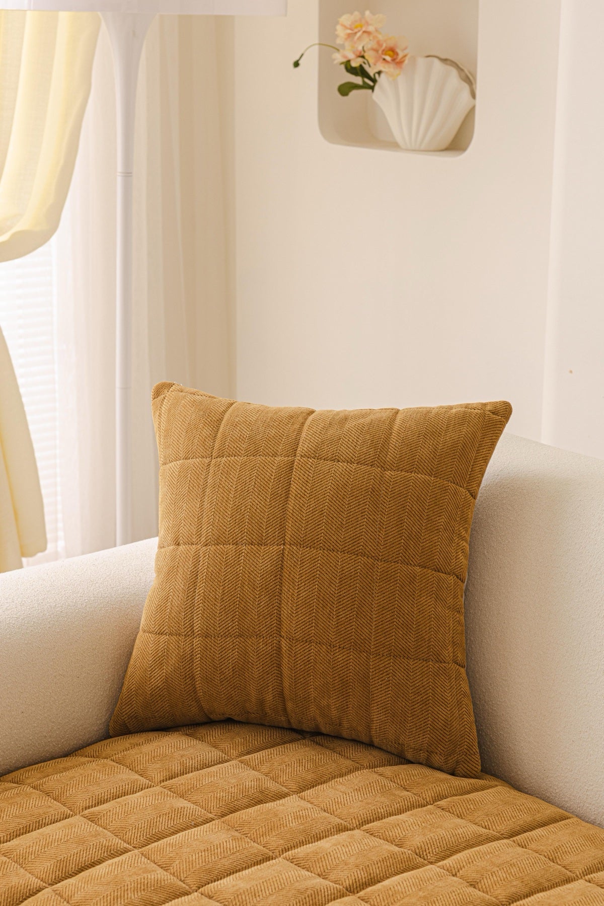 Sofa Decor Haven Quilted Corduroy Sofa Cover Piece in Ochre Gold - styled quilted sofa cover piece for quilted corduroy sofa cover pieces in the UK, image 21