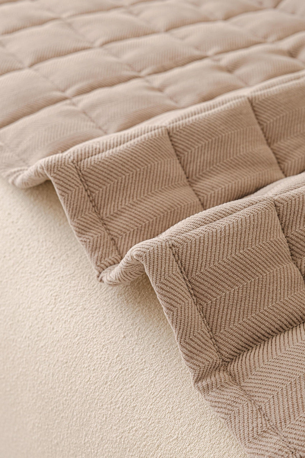 Sofa Decor Haven Quilted Corduroy Sofa Cover Piece in Warm Taupe - quilted corduroy fabric detail for quilted corduroy sofa cover pieces in the UK, image 54