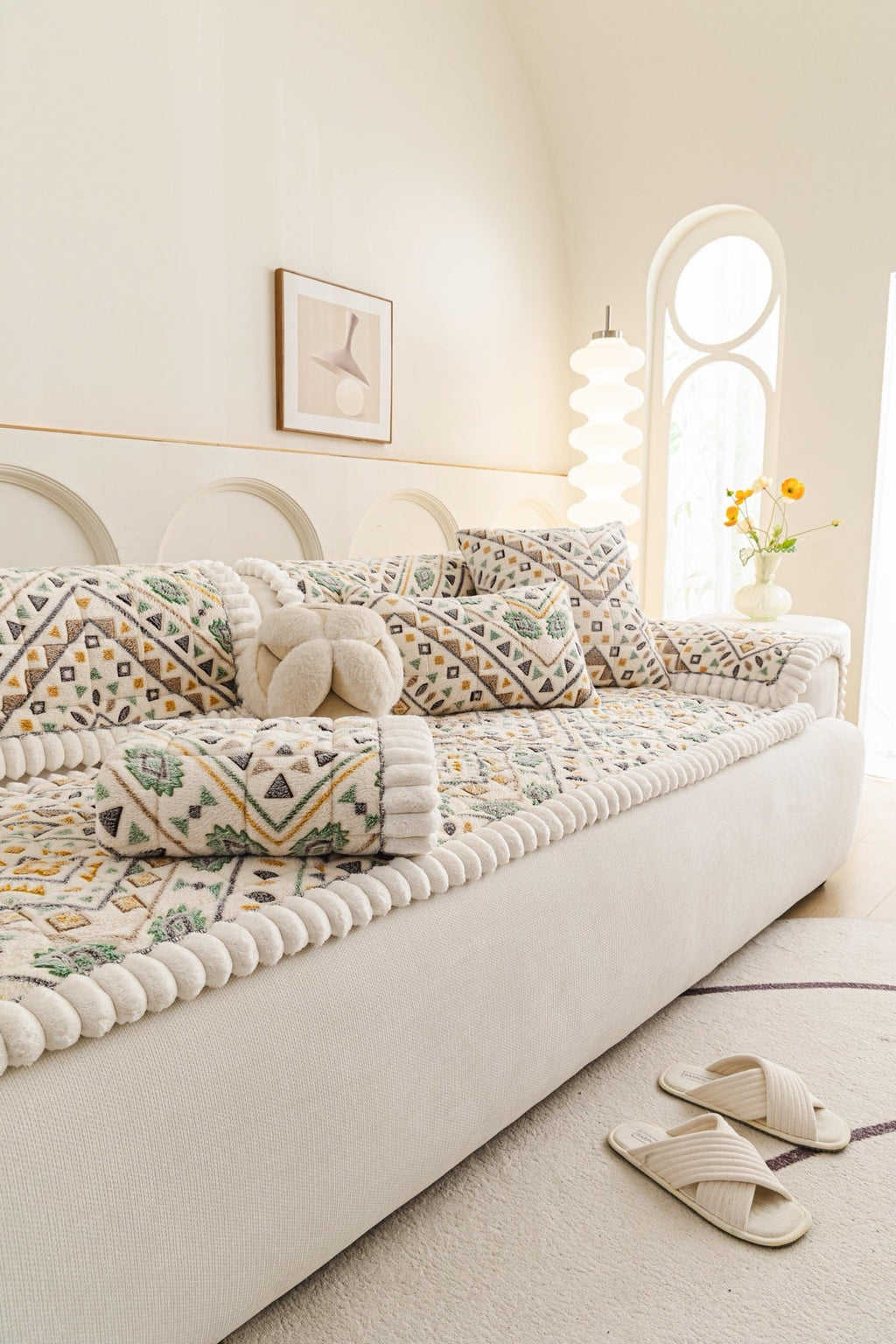 Sofa Decor Liora Pom Edge Boho Sofa Seat Cover - sofa cover piece styling for boho sofa cover piece in the UK, image 6