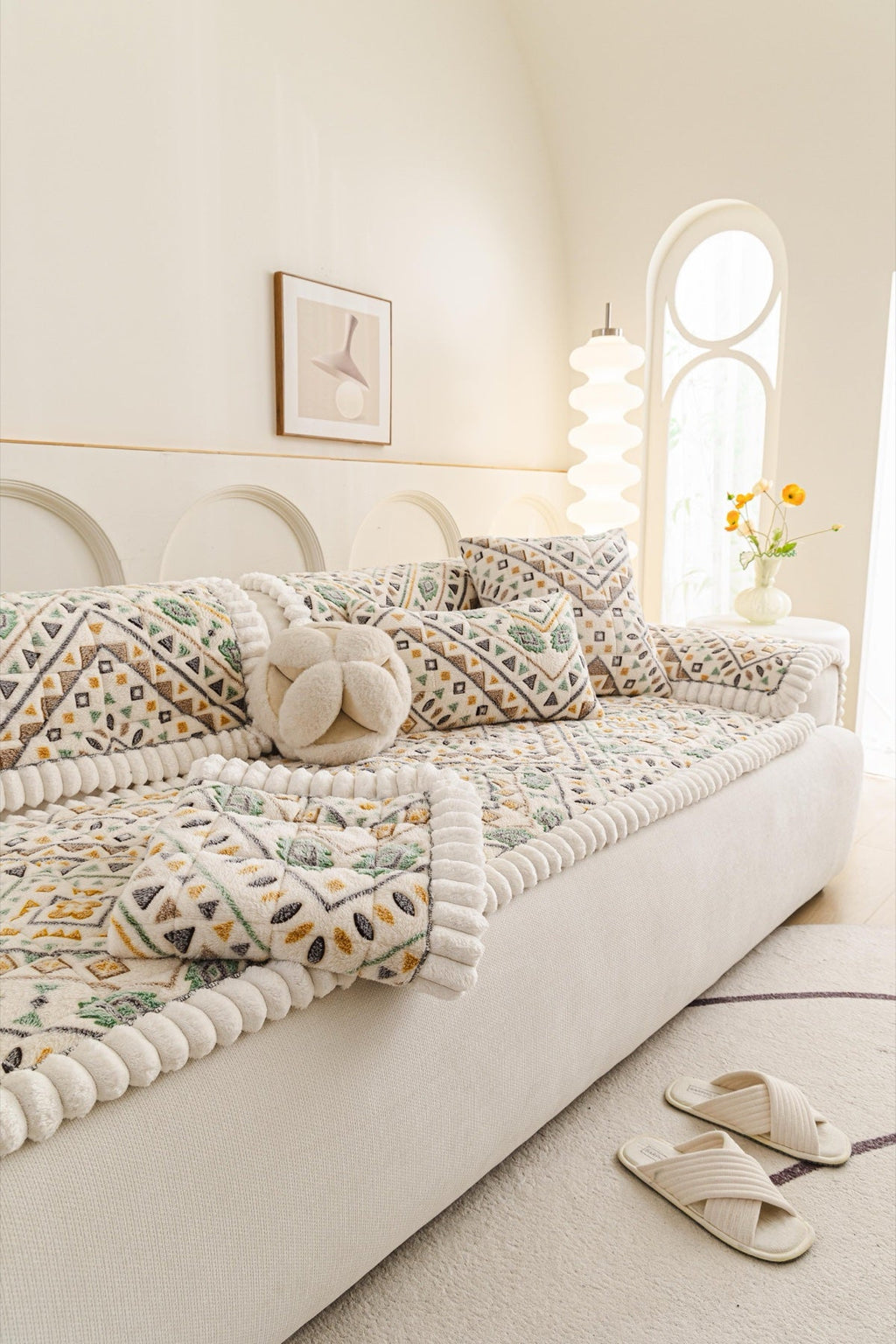Sofa Decor Liora Pom Edge Boho Sofa Seat Cover - sofa cover piece styling for boho sofa cover piece in the UK, image 7
