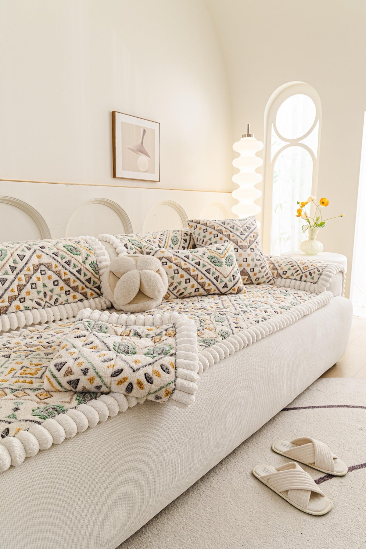 Sofa Decor Liora Pom Edge Boho Sofa Seat Cover - sofa cover piece styling for boho sofa cover piece in the UK, image 7