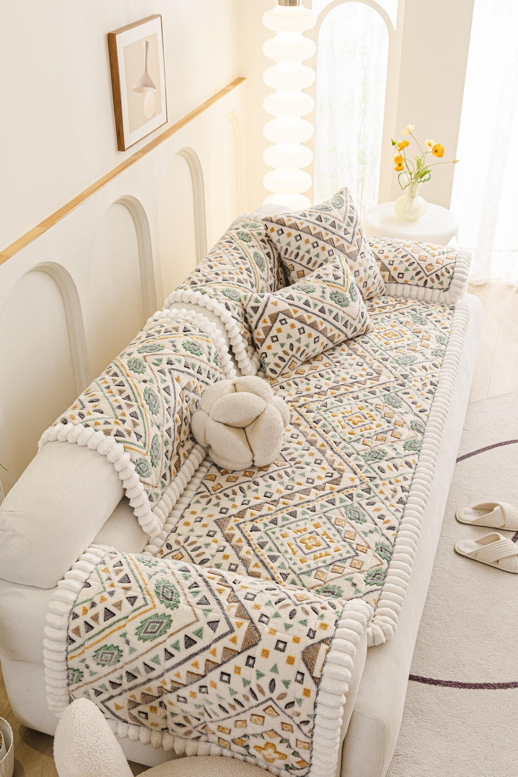 Sofa Decor Liora Pom Edge Boho Sofa Seat Cover - sofa cover piece styling for boho sofa cover piece in the UK, image 10