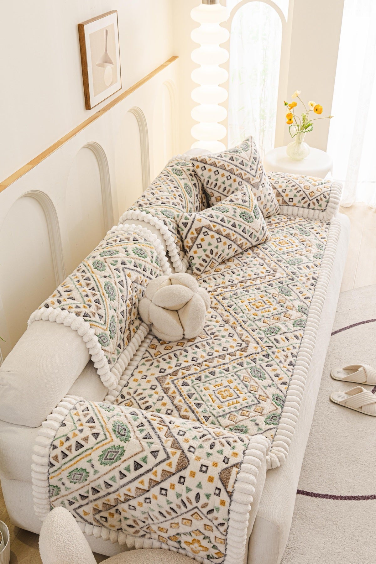 Sofa Decor Liora Pom Edge Boho Sofa Seat Cover - sofa cover piece styling for boho sofa cover piece in the UK, image 10
