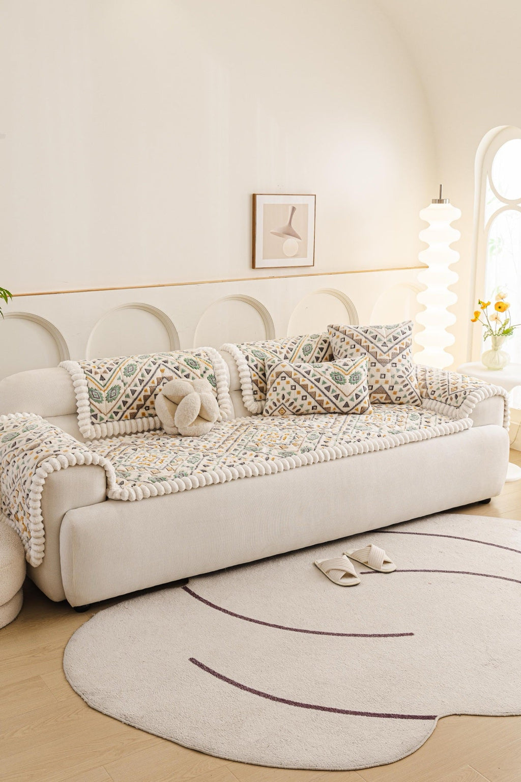 Sofa Decor Liora Pom Edge Boho Sofa Seat Cover - sofa cover piece styling for boho sofa cover piece in the UK, image 11