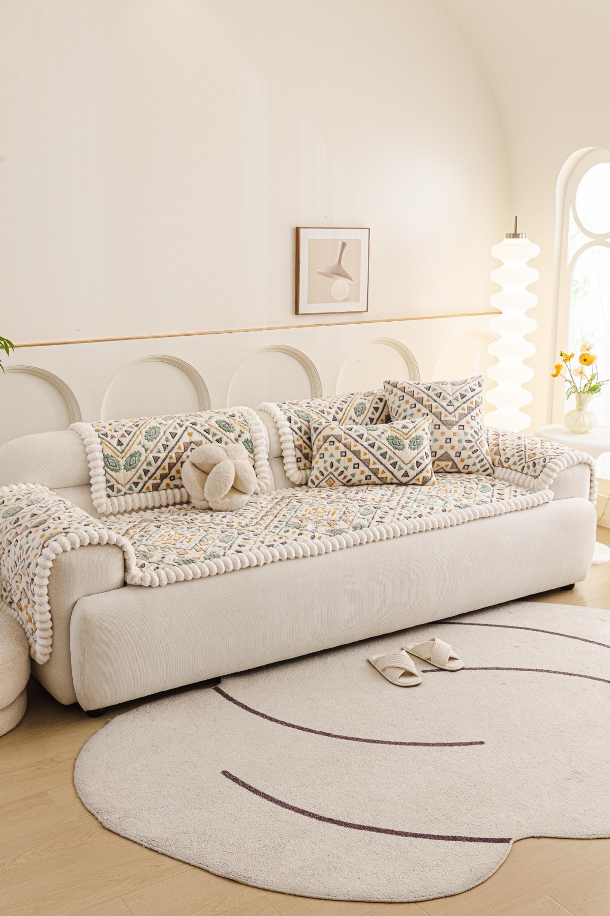 Sofa Decor Liora Pom Edge Boho Sofa Seat Cover - sofa cover piece styling for boho sofa cover piece in the UK, image 11
