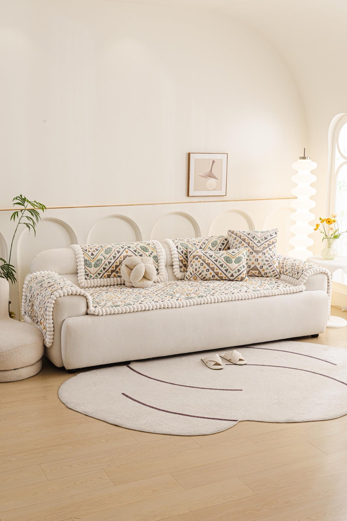 Sofa Decor Liora Pom Edge Boho Sofa Seat Cover - sofa cover piece styling for boho sofa cover piece in the UK, image 12