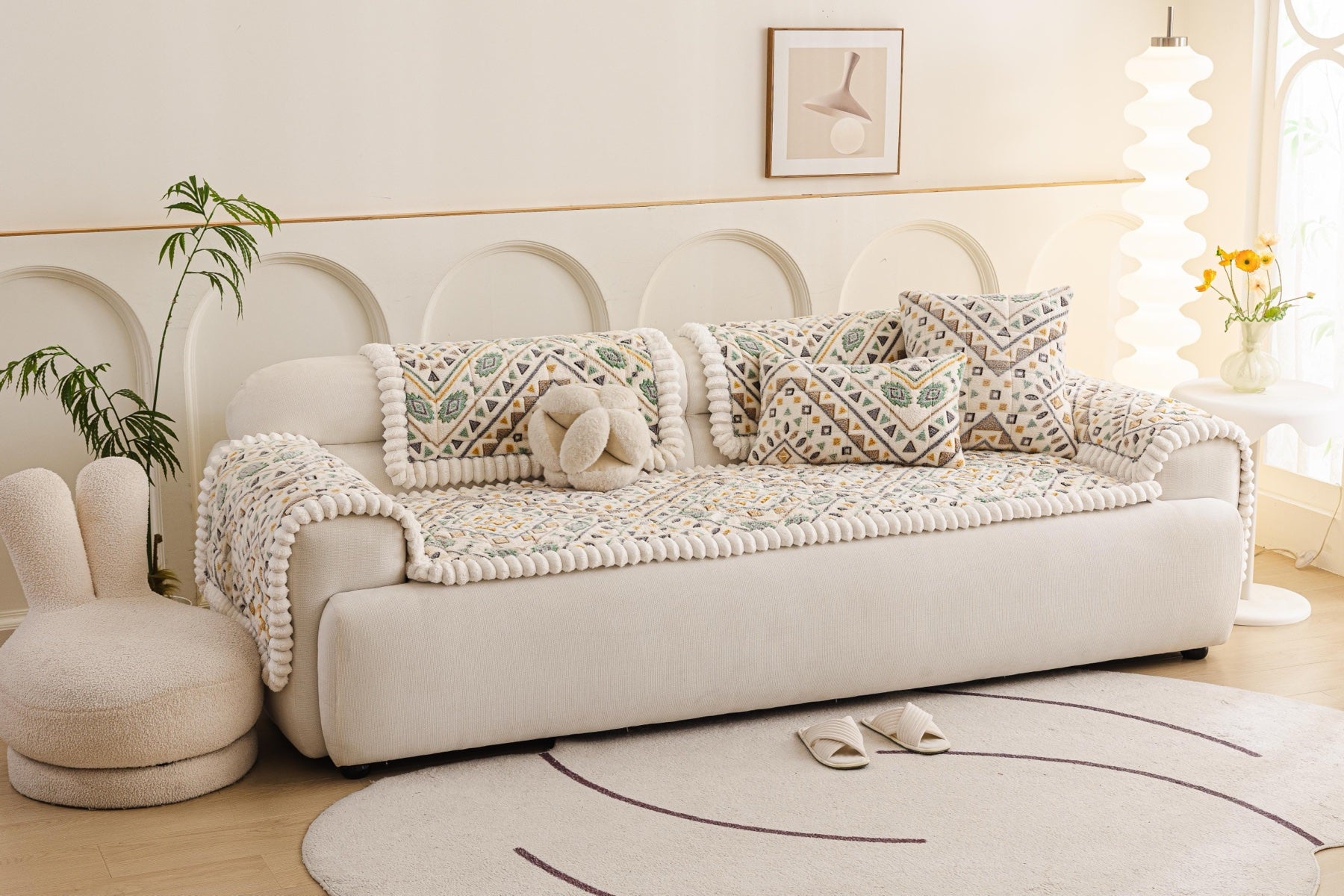 Sofa Decor Liora Pom Edge Boho Sofa Seat Cover - sofa cover piece styling for boho sofa cover piece in the UK, image 13