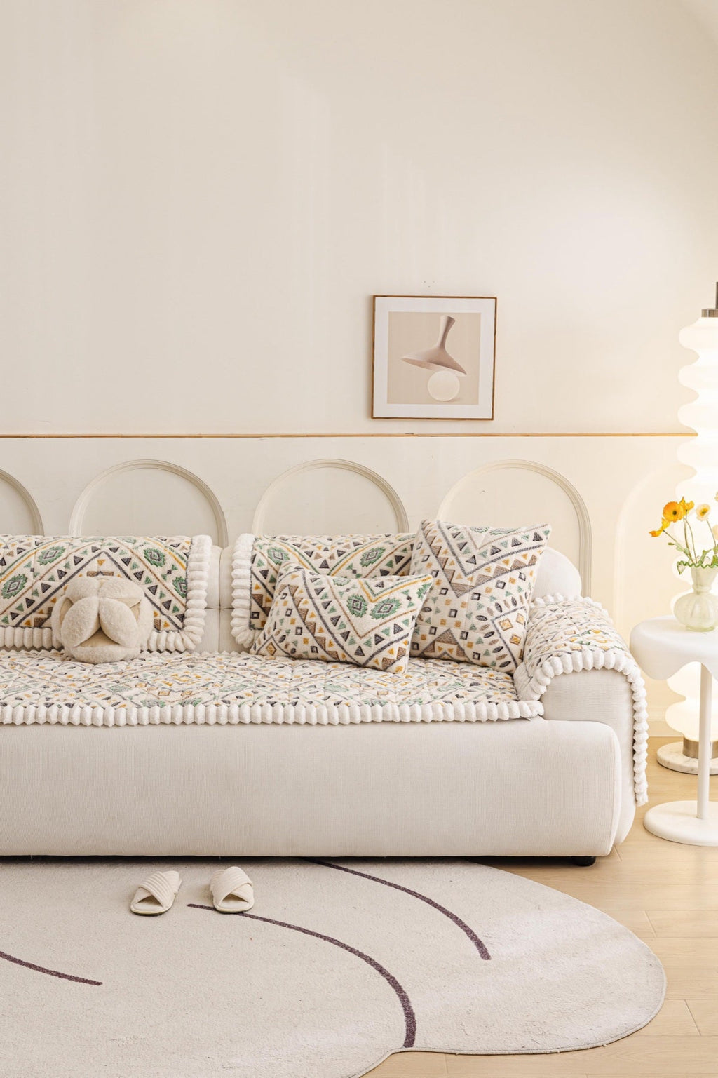 Sofa Decor Liora Pom Edge Boho Sofa Seat Cover - sofa cover piece styling for boho sofa cover piece in the UK, image 14
