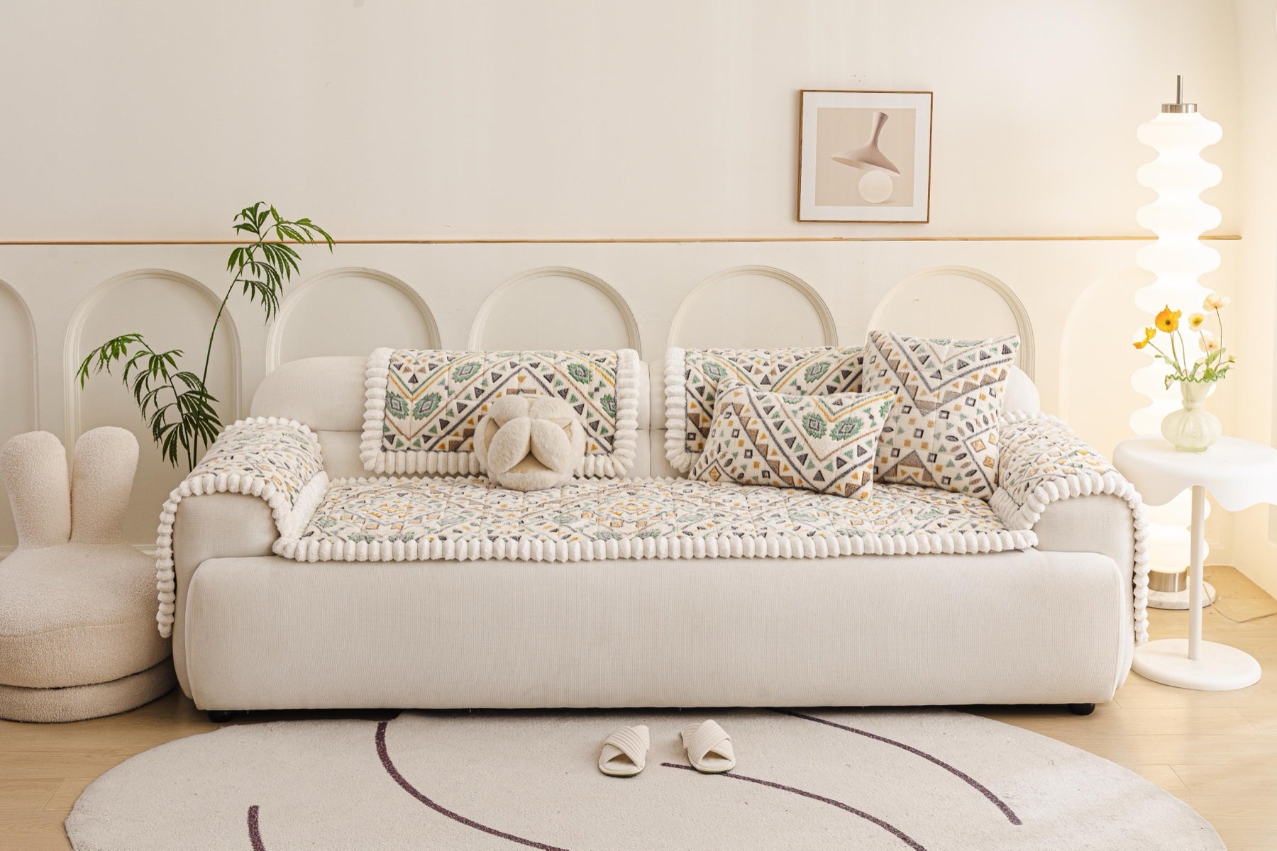 Sofa Decor Liora Pom Edge Boho Sofa Seat Cover - sofa cover piece styling for boho sofa cover piece in the UK, image 15