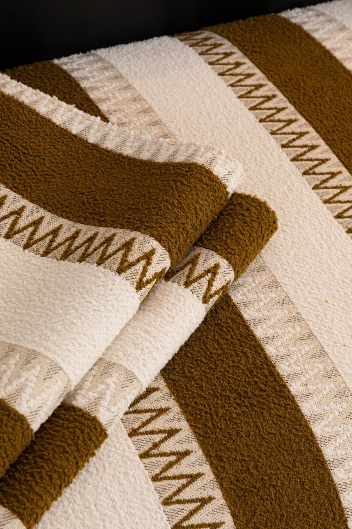 Sofa Decor Marlow Plush Stripe Sofa Seat Cover in Caramel Brown Stripe - detail image for plush striped couch cover pieces in the UK