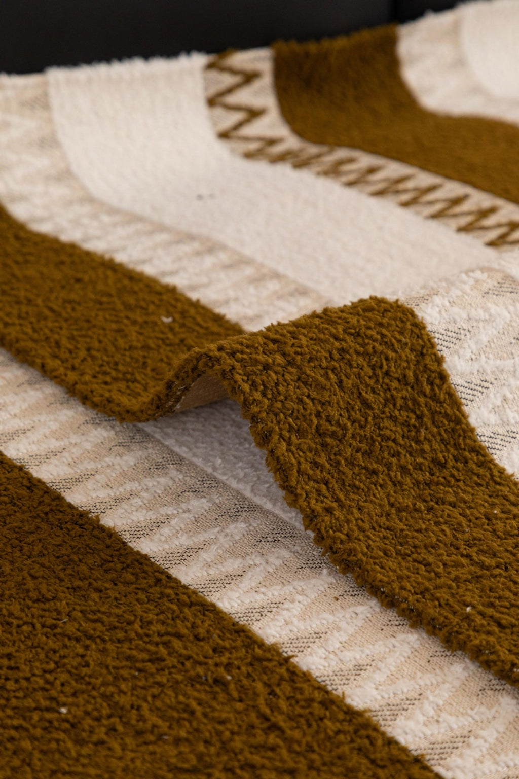 Sofa Decor Marlow Plush Stripe Sofa Seat Cover in Caramel Brown Stripe - detail image for plush striped couch cover pieces in the UK