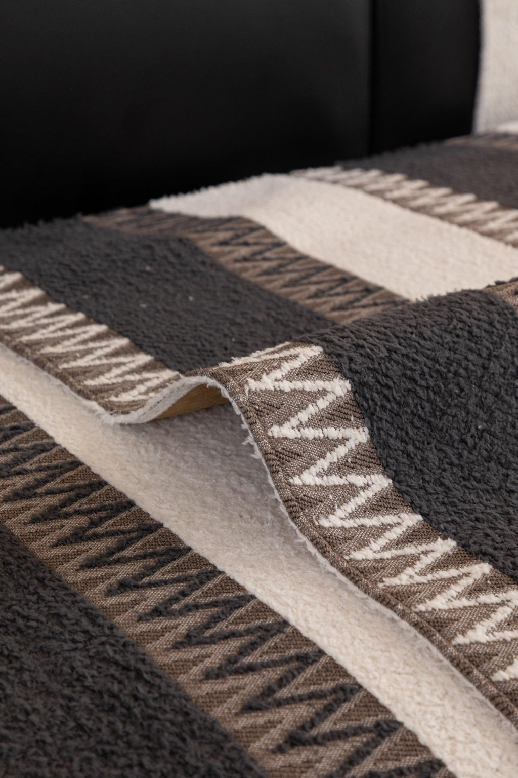 Sofa Decor Marlow Plush Stripe Sofa Seat Cover in Caramel Brown Stripe - detail image for plush striped couch cover pieces in the UK