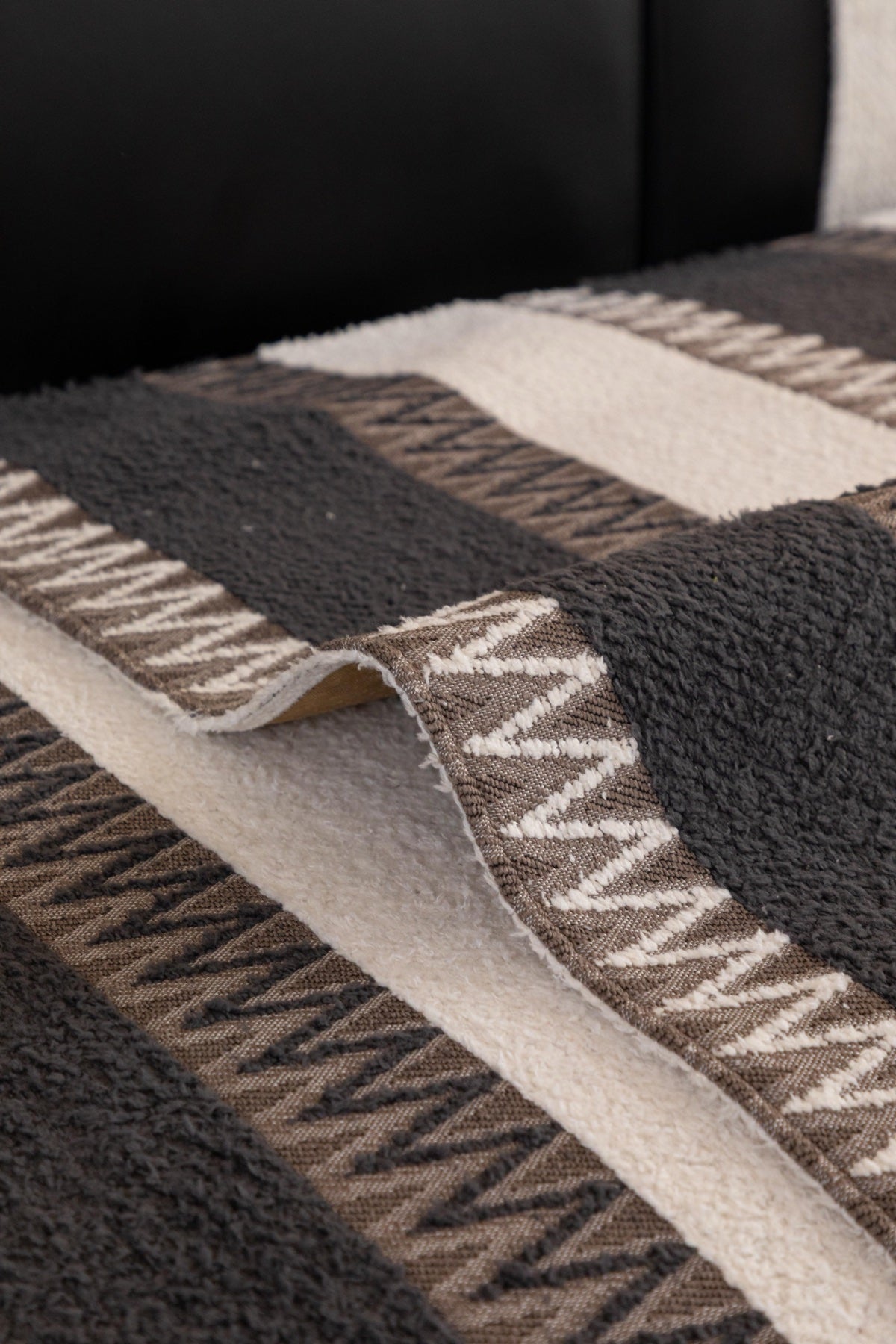 Sofa Decor Marlow Plush Stripe Sofa Seat Cover in Caramel Brown Stripe - detail image for plush striped couch cover pieces in the UK