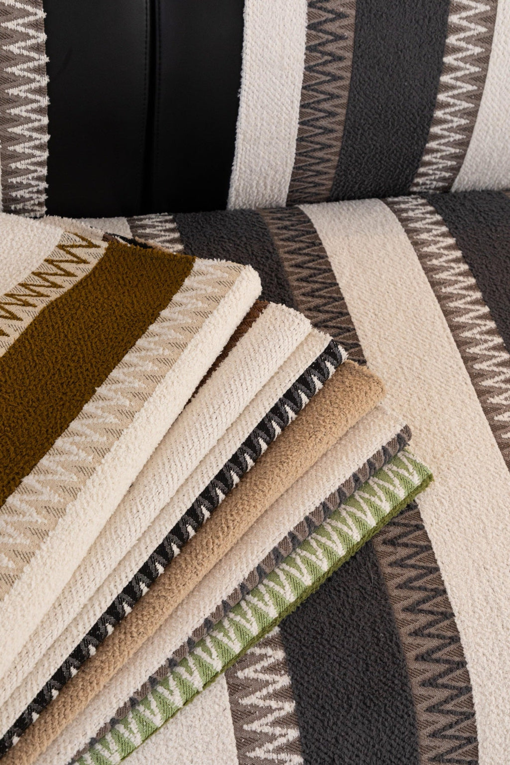 Sofa Decor Marlow Plush Stripe Sofa Seat Cover in Caramel Brown Stripe - detail image for plush striped couch cover pieces in the UK