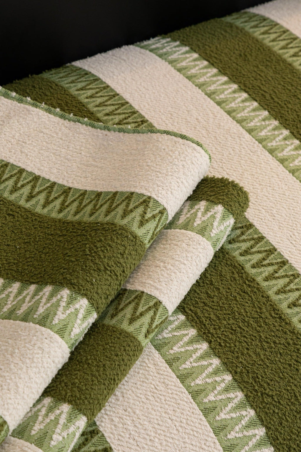 Sofa Decor Marlow Plush Stripe Sofa Seat Cover in Olive Green Stripe - detail image for plush striped couch cover pieces in the UK