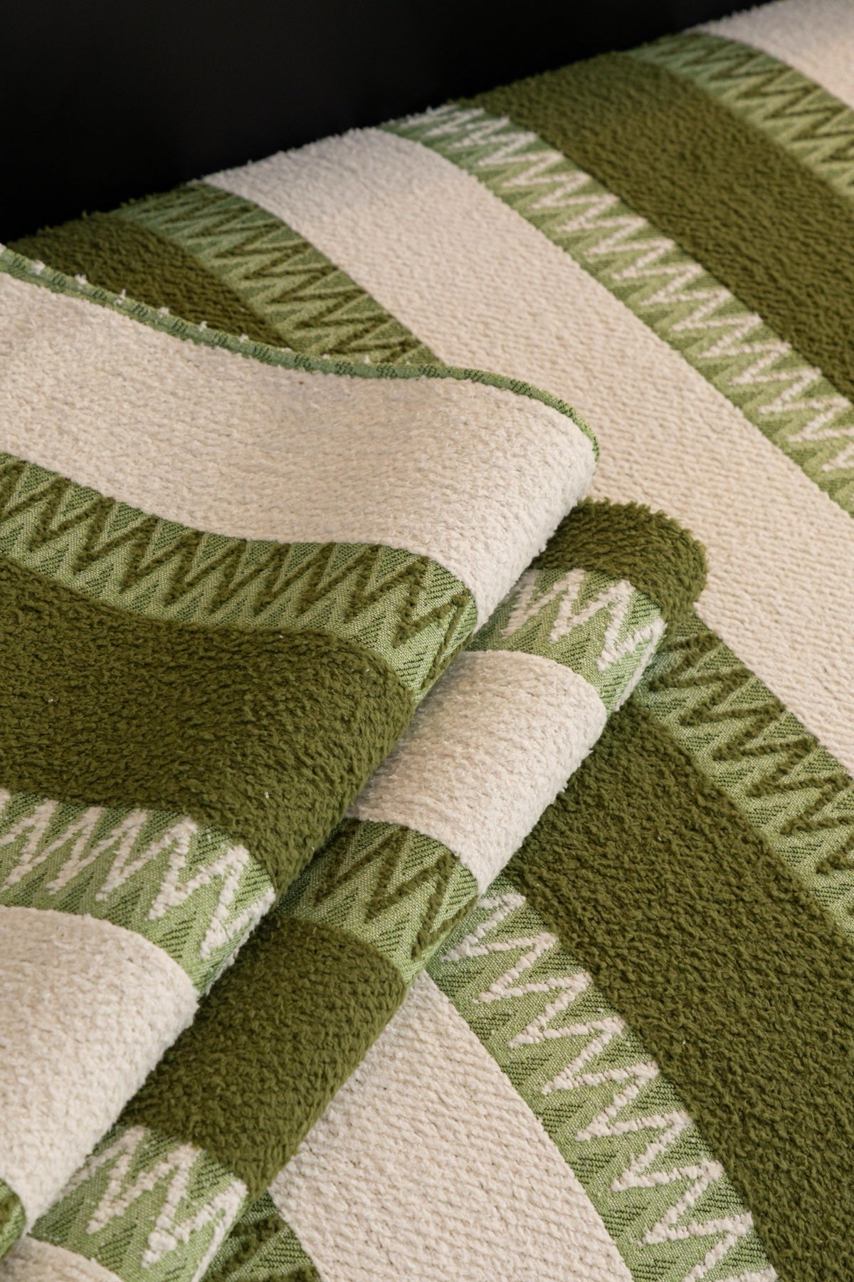 Sofa Decor Marlow Plush Stripe Sofa Seat Cover in Olive Green Stripe - detail image for plush striped couch cover pieces in the UK