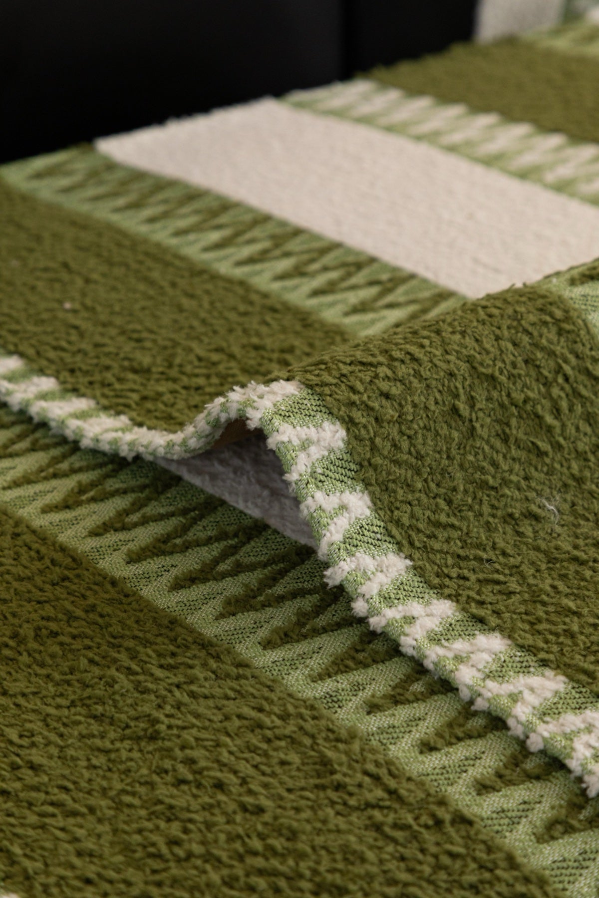 Sofa Decor Marlow Plush Stripe Sofa Seat Cover in Olive Green Stripe - detail image for plush striped couch cover pieces in the UK