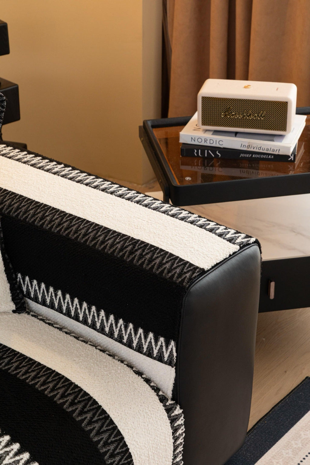 Sofa Decor Marlow Plush Stripe Sofa Seat Cover in Onyx Black Stripe - detail image for plush striped couch cover pieces in the UK