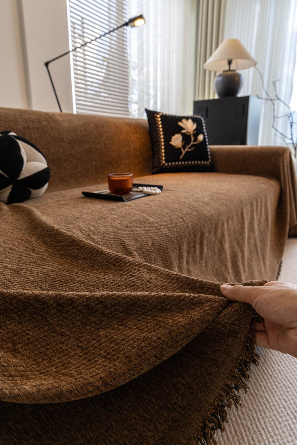 Sofa Decor Milano Ribbed Fringe Sofa Throw Cover sofa throw cover in the UK - colour and texture view 2