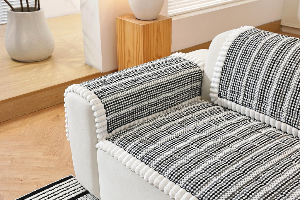 Sofa Decor Monaco Pom Edge Stripe Sofa Cover Piece - stripe and pom edge sofa styling for striped pom edge sofa cover pieces in the UK, image 10