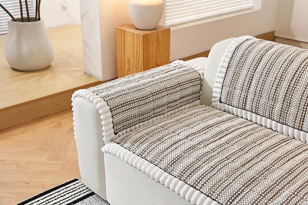 Sofa Decor Monaco Pom Edge Stripe Sofa Cover Piece - stripe and pom edge sofa styling for striped pom edge sofa cover pieces in the UK, image 11