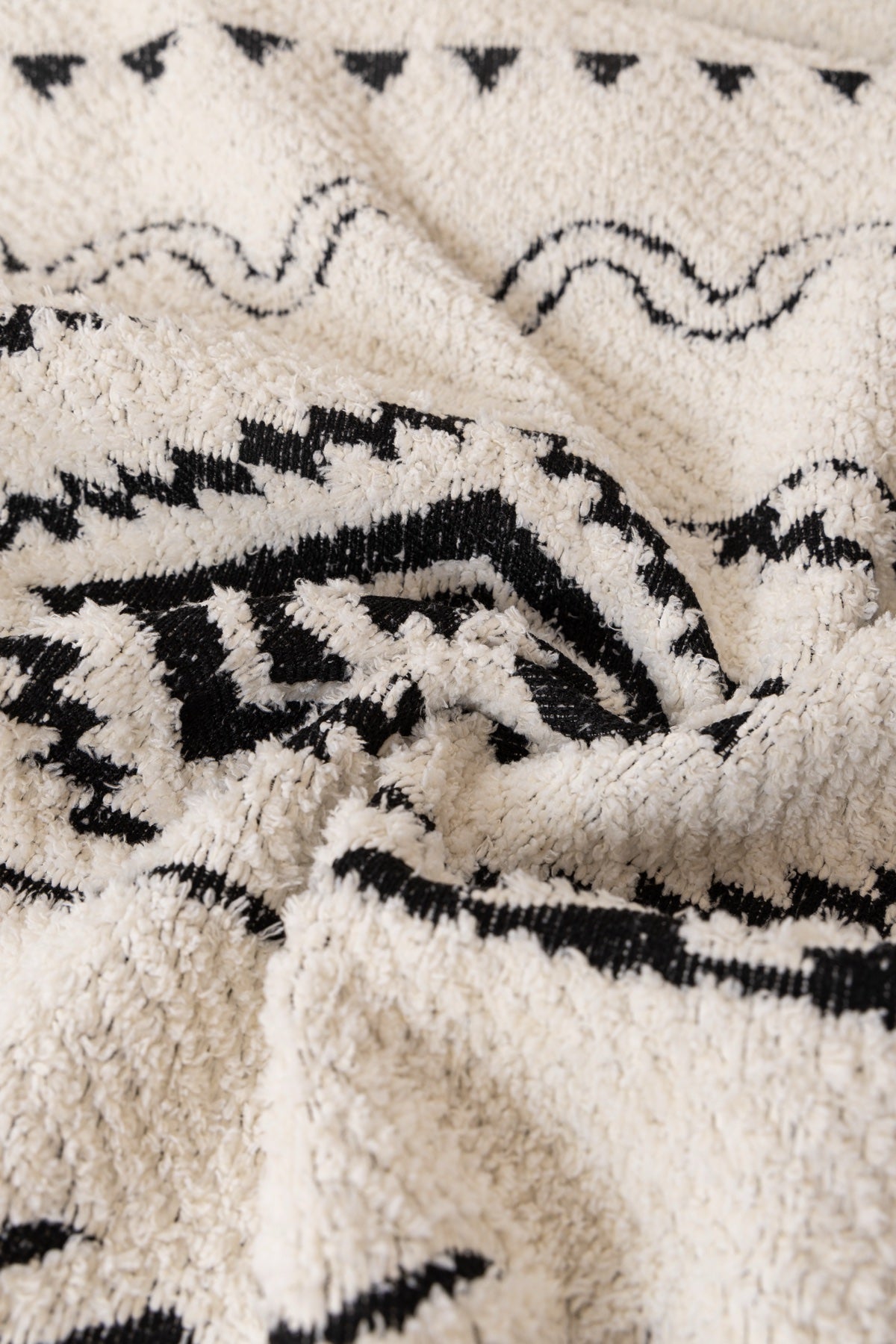 Sofa Decor Nala Geometric Plush Sofa Throw Cover in Ivory Black - geometric sofa throw cover styled couch cover in the UK, image 4