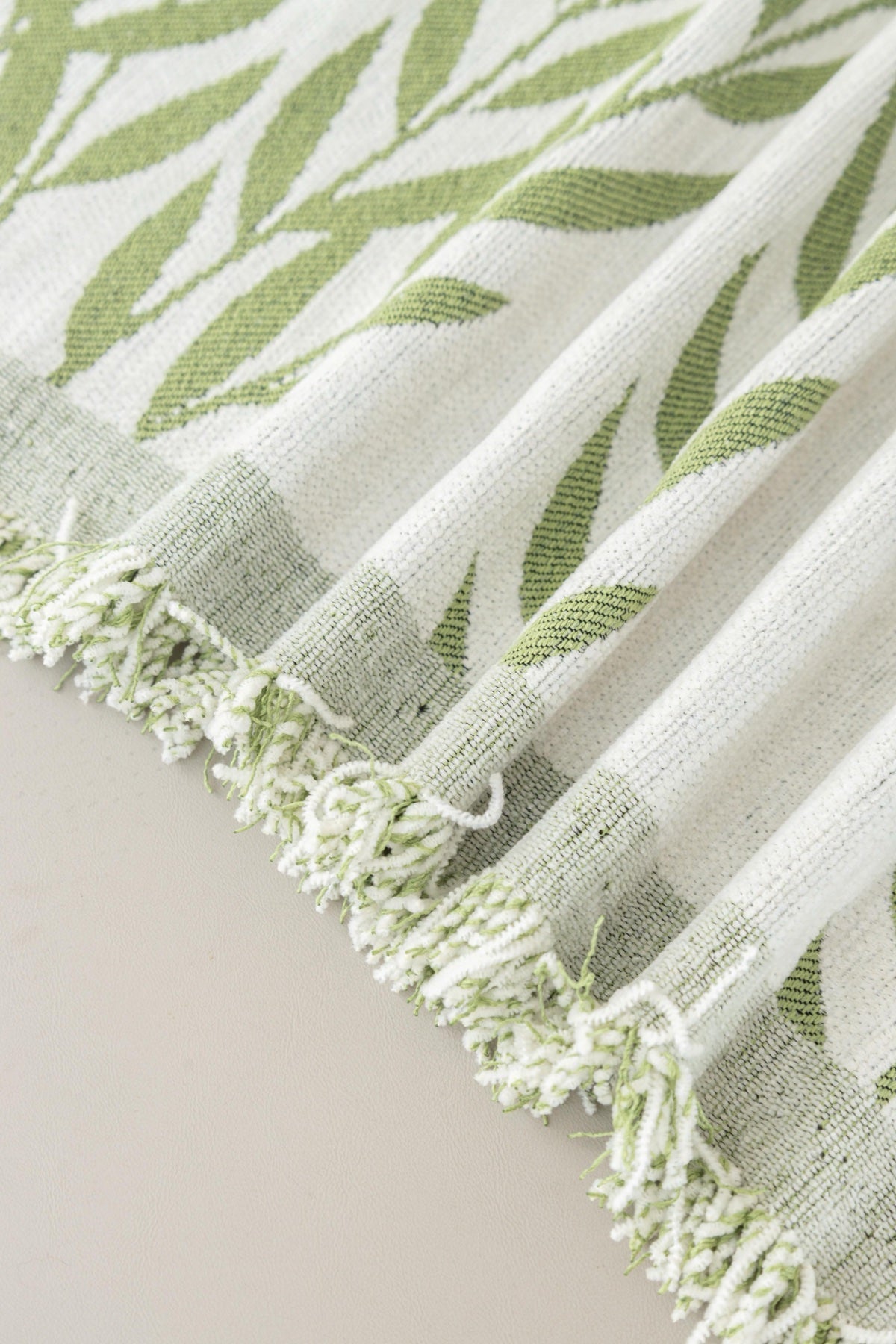 Sofa Decor Oliva Leaf Fringe Sofa Throw Cover sofa throw cover in the UK - lifestyle fit detail 4