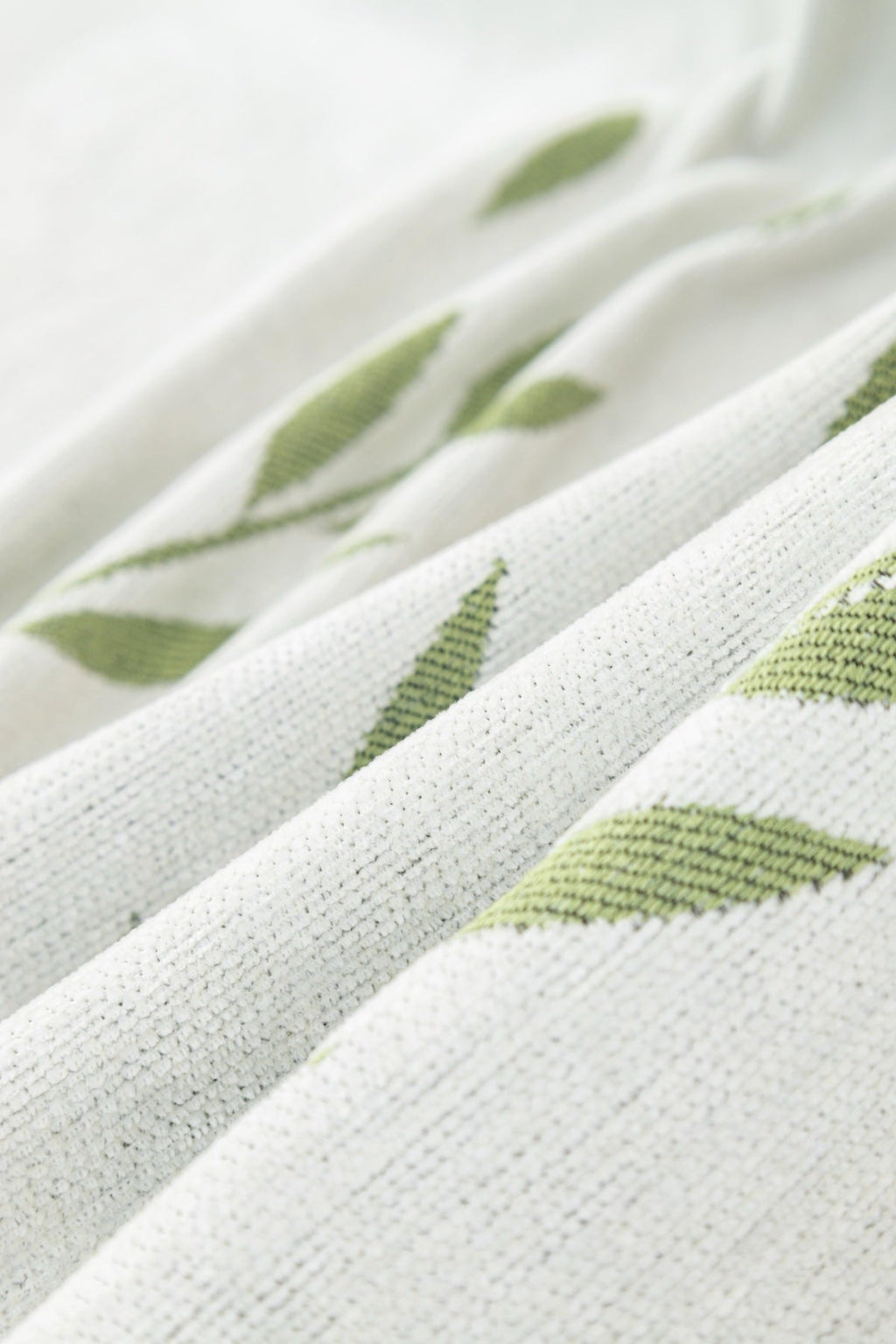 Sofa Decor Oliva Leaf Fringe Sofa Throw Cover in Sage Leaf - leaf pattern sofa throw cover styled couch cover in the UK, image 3