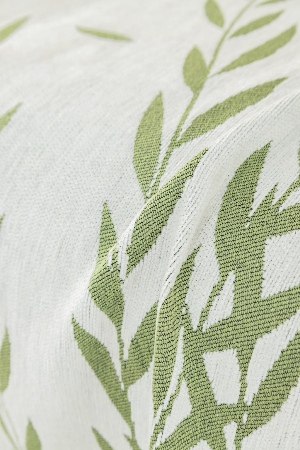 Sofa Decor Oliva Leaf Fringe Sofa Throw Cover in Sage Leaf - leaf pattern sofa throw cover styled couch cover in the UK, image 5