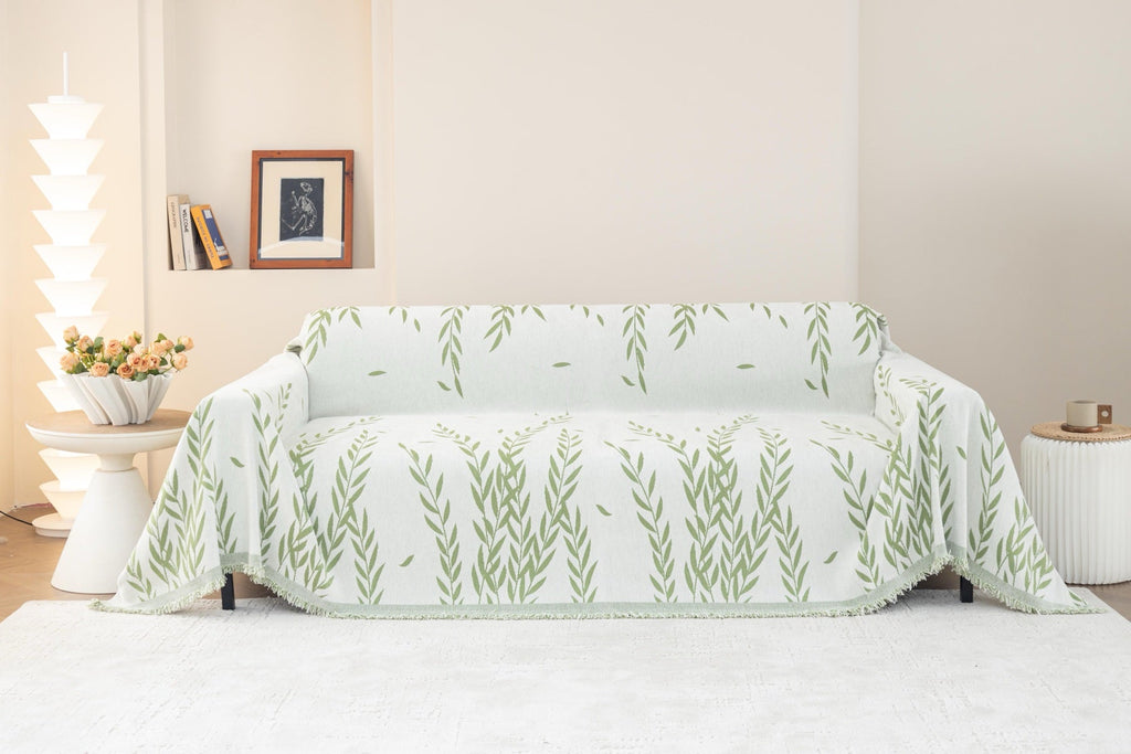 Sofa Decor Oliva Leaf Fringe Sofa Throw Cover sofa throw cover in the UK - colour and texture view 2