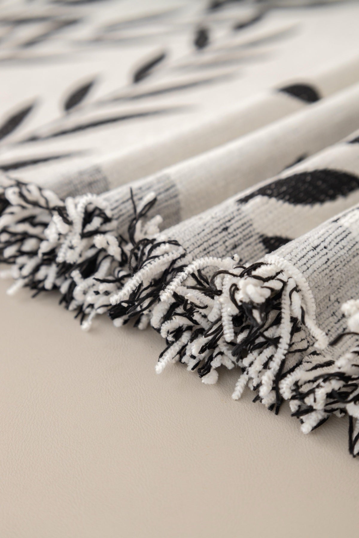 Sofa Decor Oliva Leaf Fringe Sofa Throw Cover in Silver Leaf - leaf pattern sofa throw cover styled couch cover in the UK, image 29