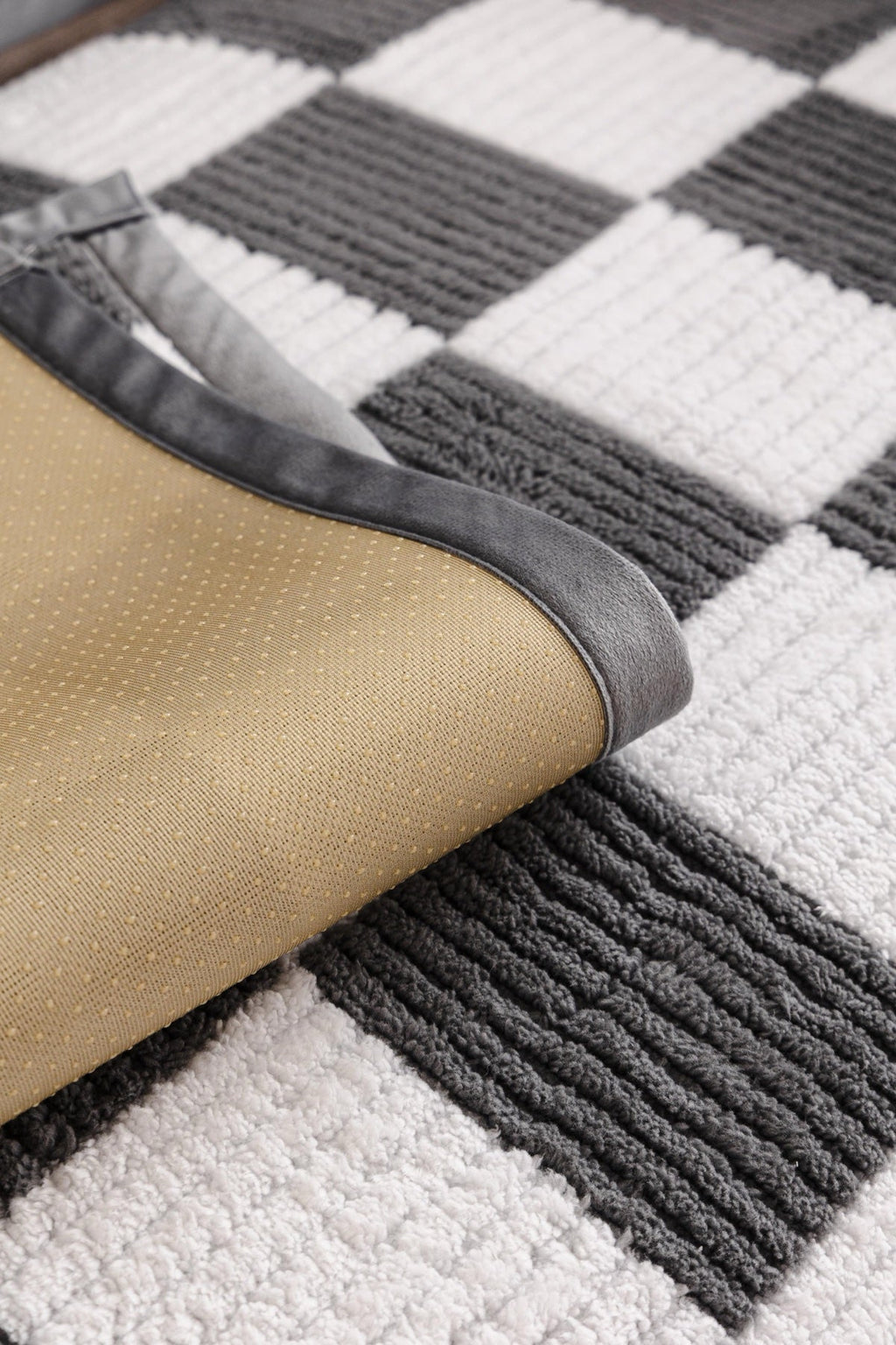 Sofa Decor Palermo Checker Chenille Sofa Cover Piece in Charcoal Cream - checker chenille fabric and edge detail for checker chenille sofa cover pieces in the UK, image 55