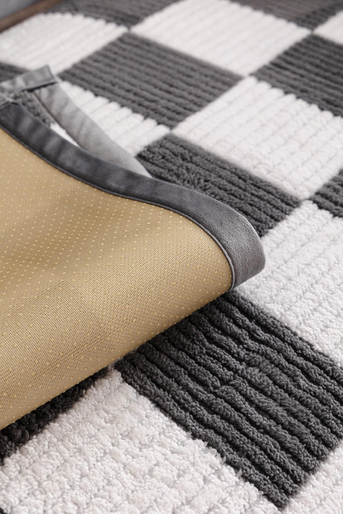 Sofa Decor Palermo Checker Chenille Sofa Cover Piece in Charcoal Cream - checker chenille fabric and edge detail for checker chenille sofa cover pieces in the UK, image 55