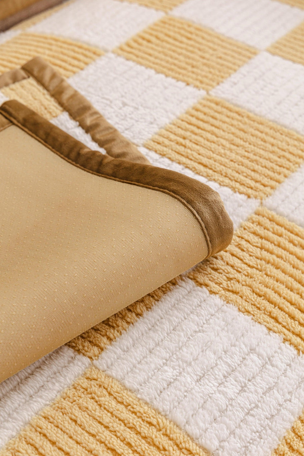 Sofa Decor Palermo Checker Chenille Sofa Cover Piece in Honey Cream - checker chenille fabric and edge detail for checker chenille sofa cover pieces in the UK, image 39