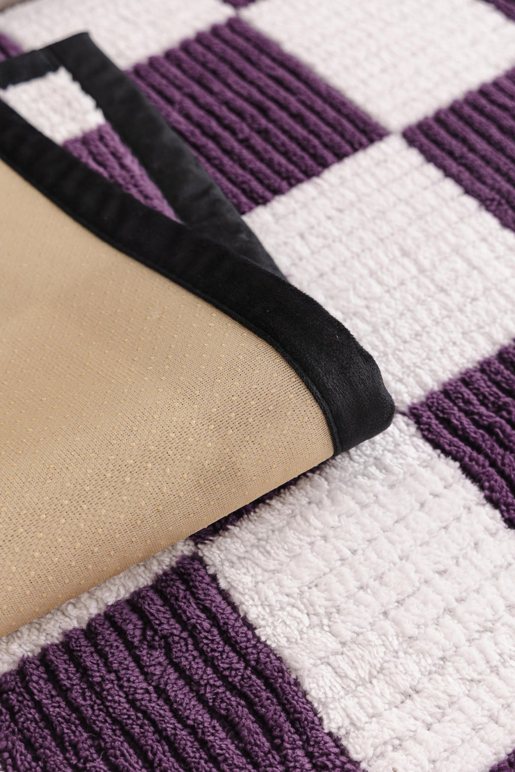 Sofa Decor Palermo Checker Chenille Sofa Cover Piece in Plum Cream - checker chenille fabric and edge detail for checker chenille sofa cover pieces in the UK, image 12