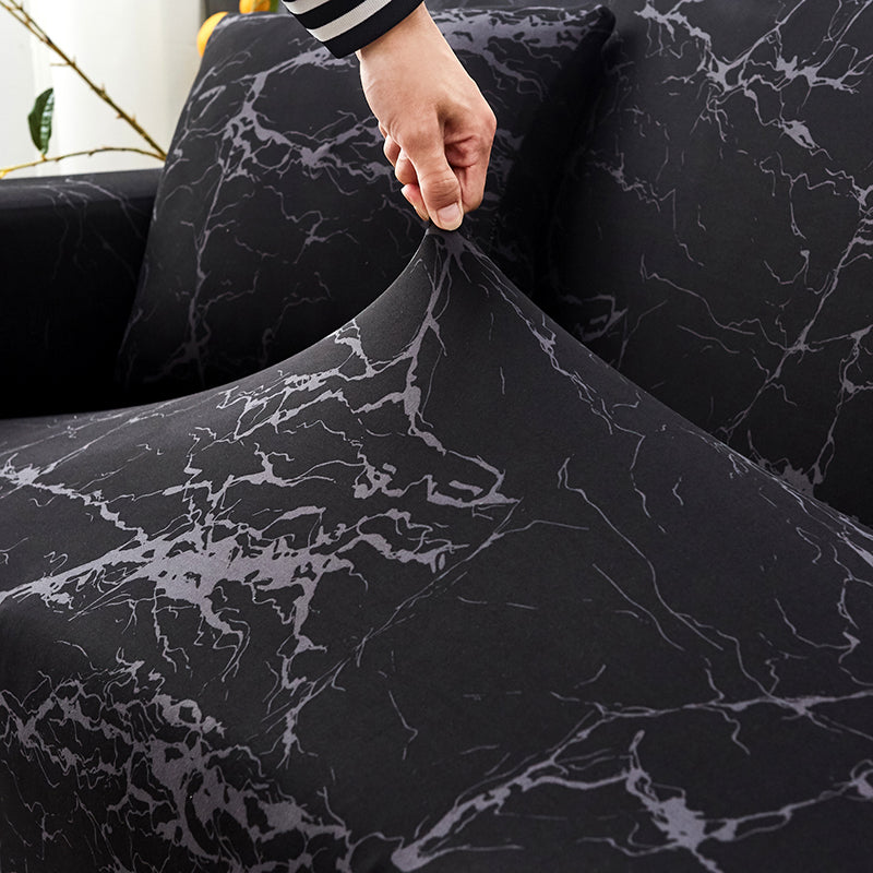 Sofa Decor Noir Marble Stretch Sofa Cover lifestyle product image for stretch sofa cover in the UK