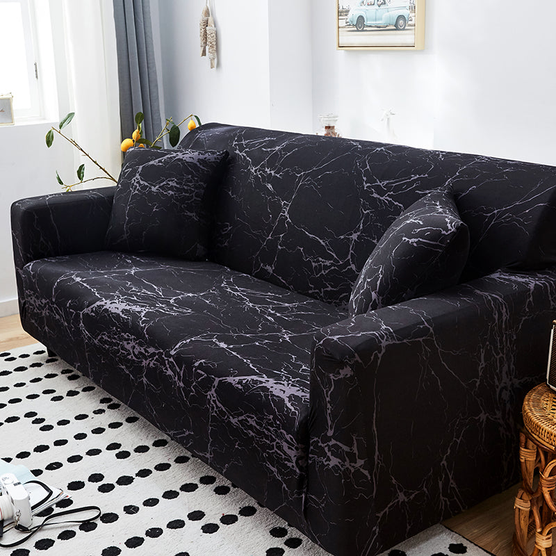 Sofa Decor Noir Marble Stretch Sofa Cover stretch sofa cover in the UK - lifestyle fit detail 4