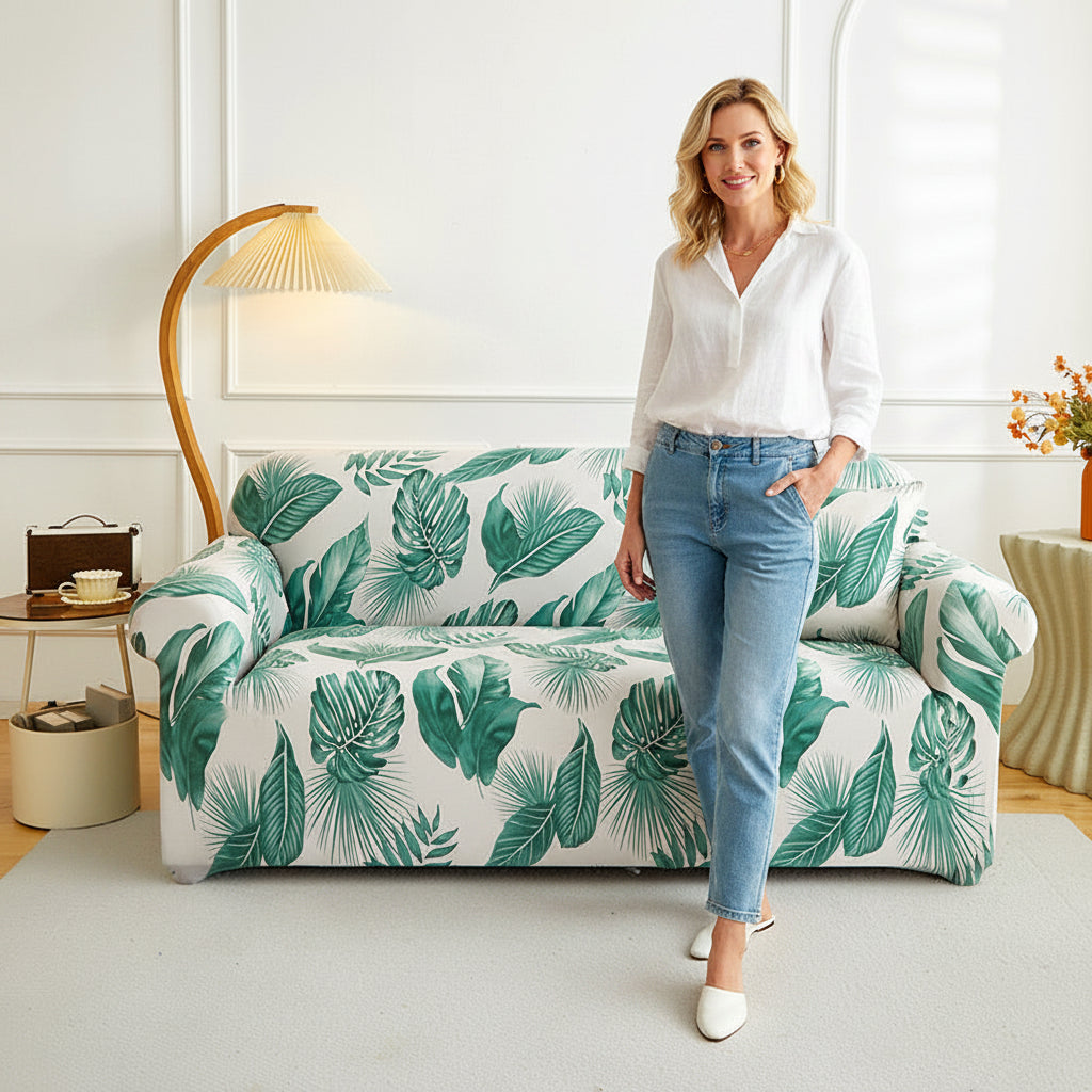 Sofa Decor Palmira Tropical Stretch Sofa Cover featured product image for stretch sofa cover in the UK