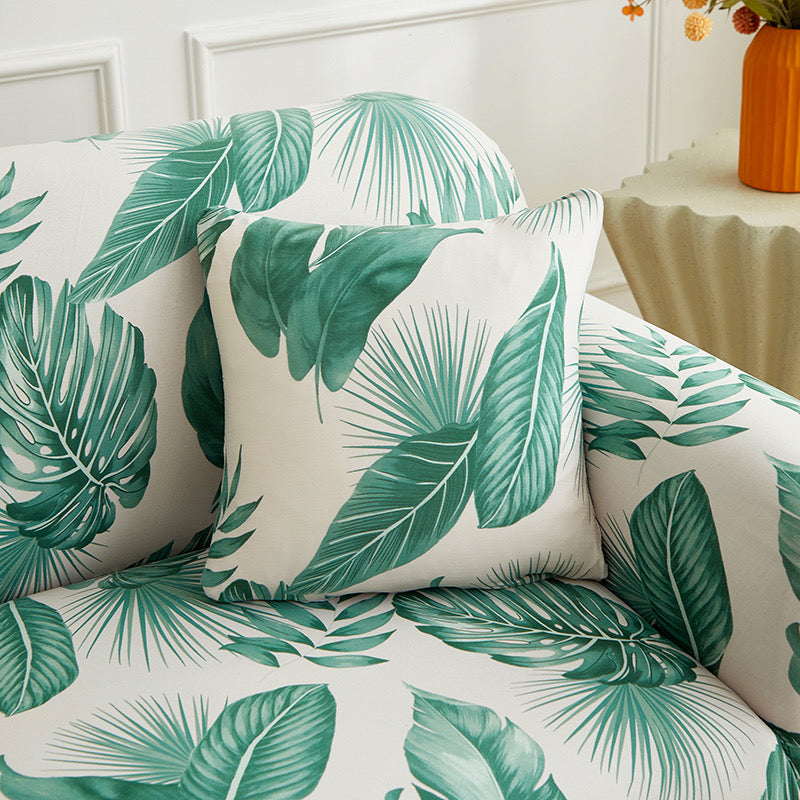 Sofa Decor Palmira Tropical Stretch Sofa Cover lifestyle product image for stretch sofa cover in the UK