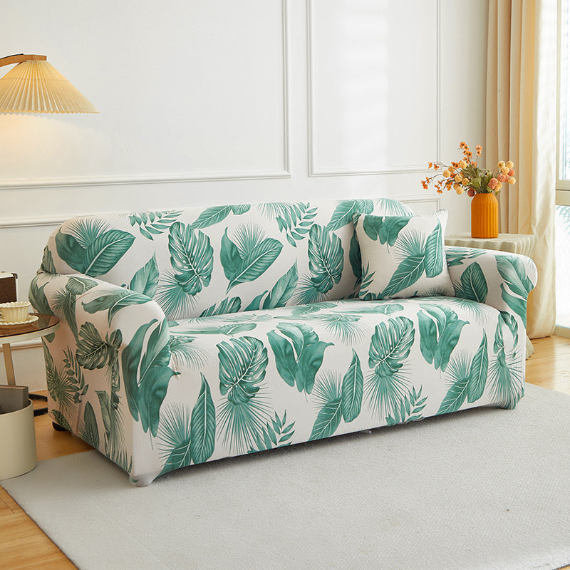Sofa Decor Palmira Tropical Stretch Sofa Cover detail product image for stretch sofa cover in the UK