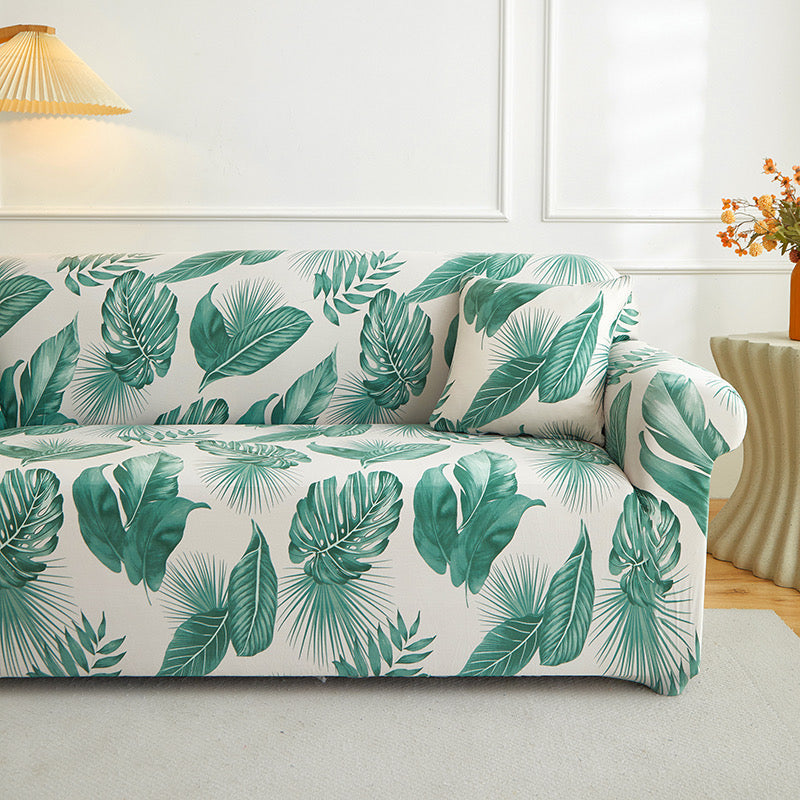 Sofa Decor Palmira Tropical Stretch Sofa Cover detail product image for stretch sofa cover in the UK