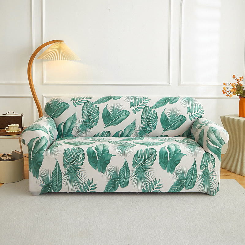 Sofa Decor Palmira Tropical Stretch Sofa Cover detail product image for stretch sofa cover in the UK