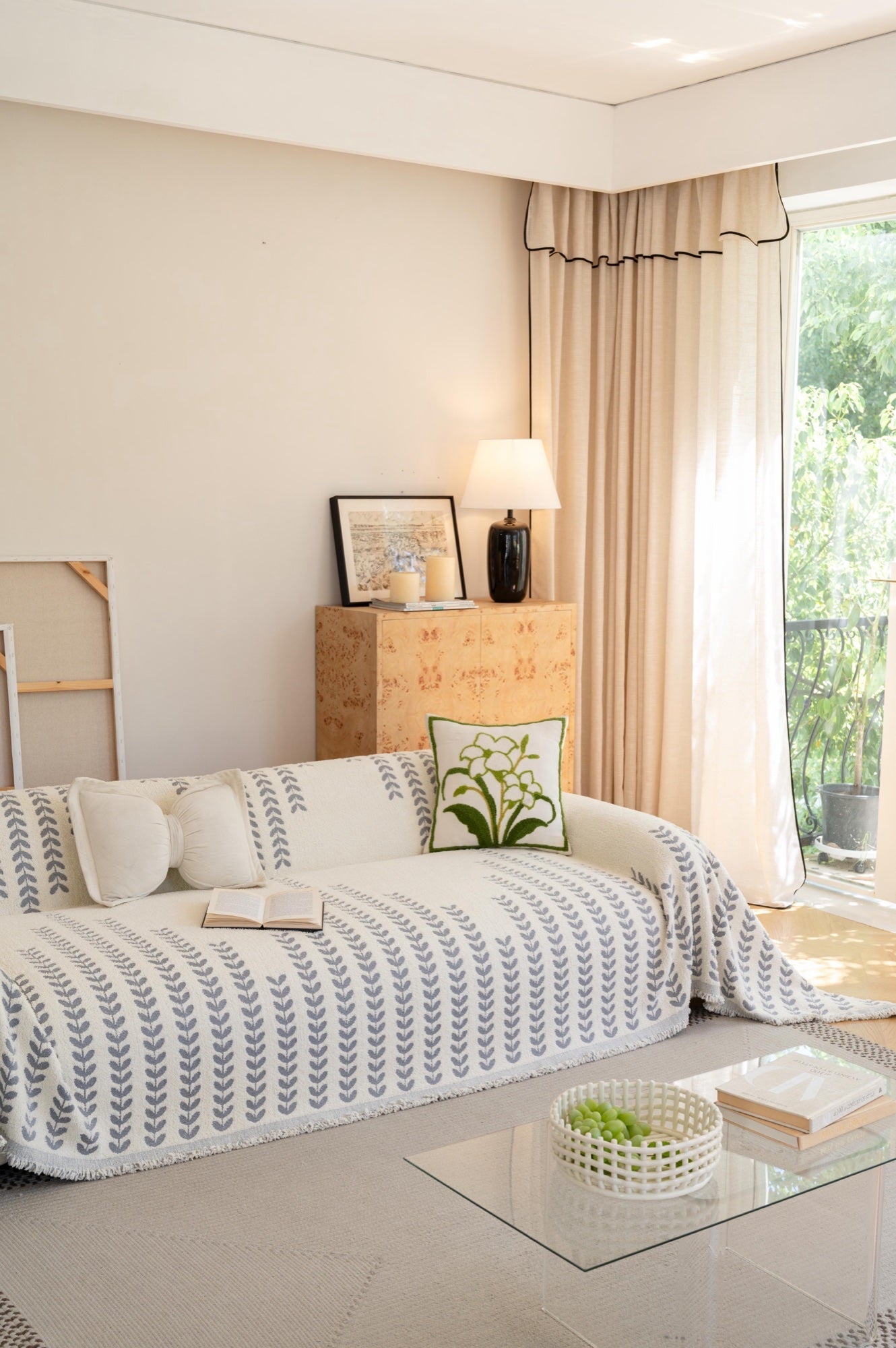 Sofa Decor Palmira Leaf Sofa Throw Cover lifestyle product image for pet friendly sofa throw cover in the UK
