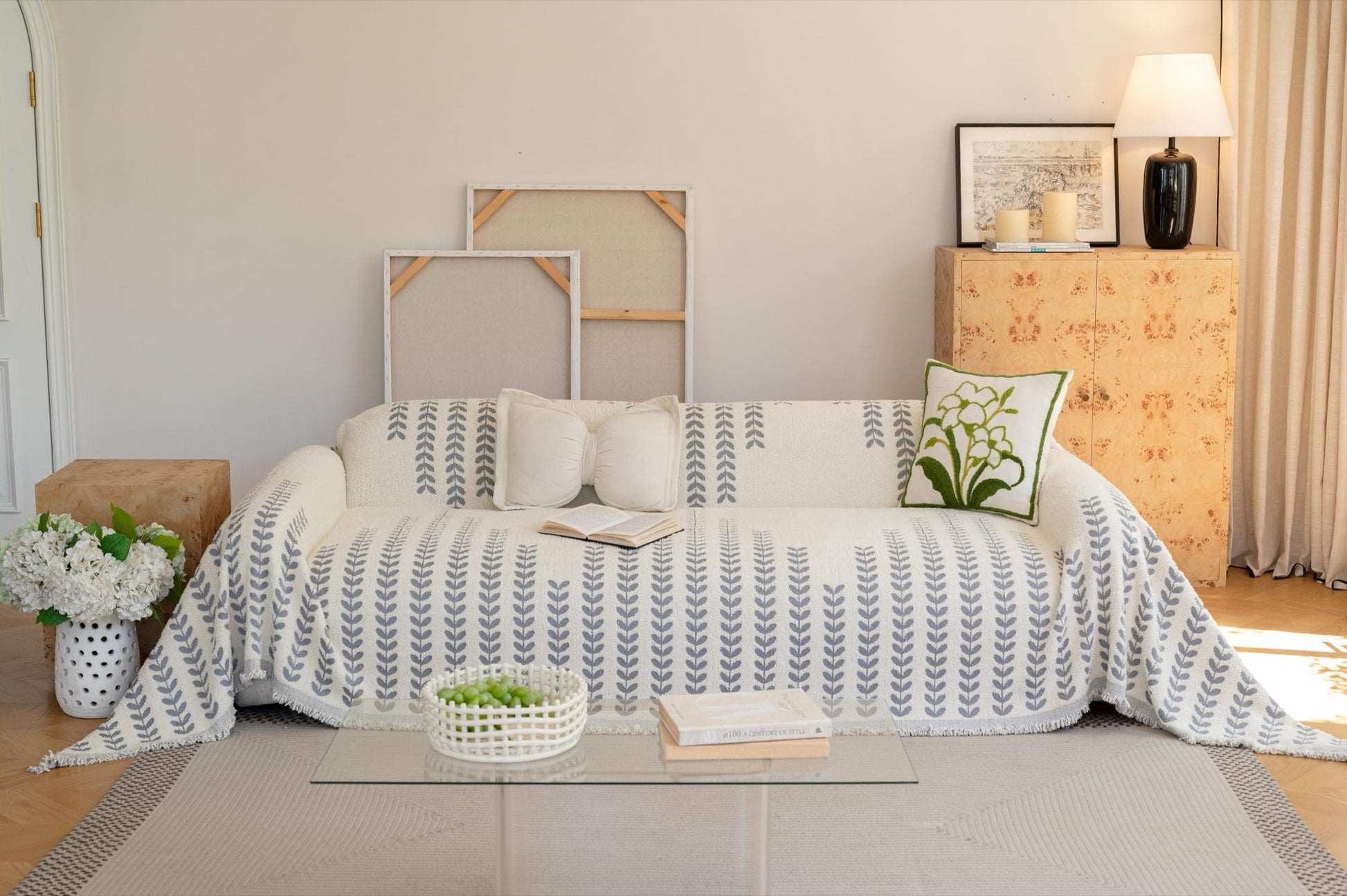 Sofa Decor Palmira Leaf Sofa Throw Cover detail product image for pet friendly sofa throw cover in the UK