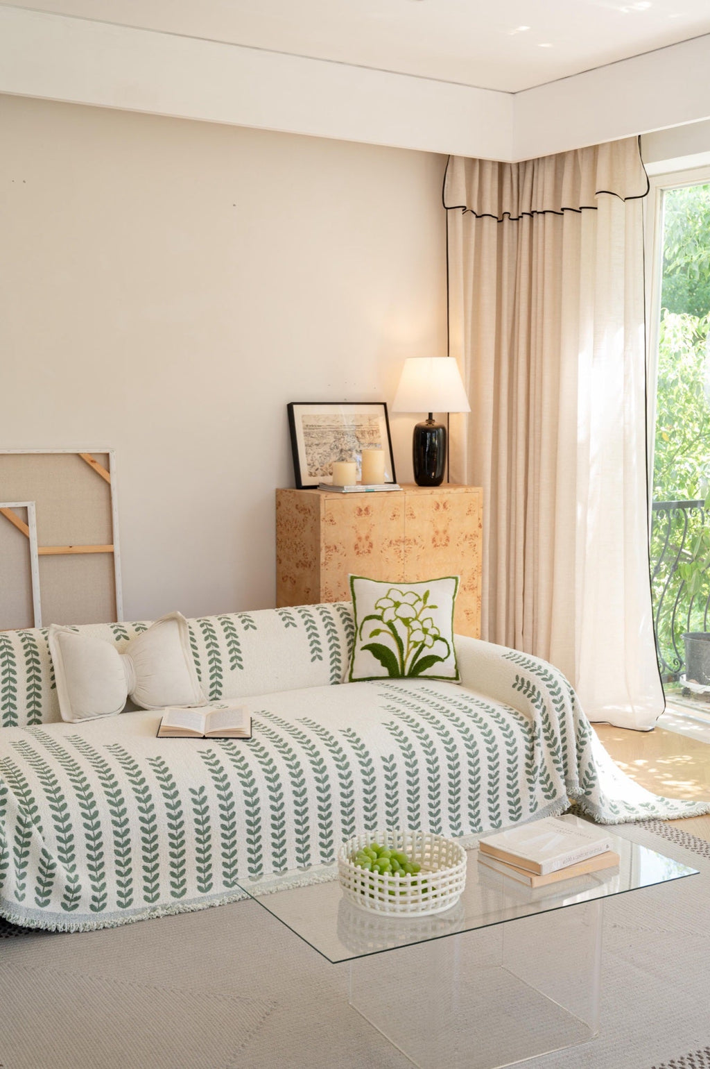 Sofa Decor Palmira Leaf Sofa Throw Cover lifestyle product image for pet friendly sofa throw cover in the UK