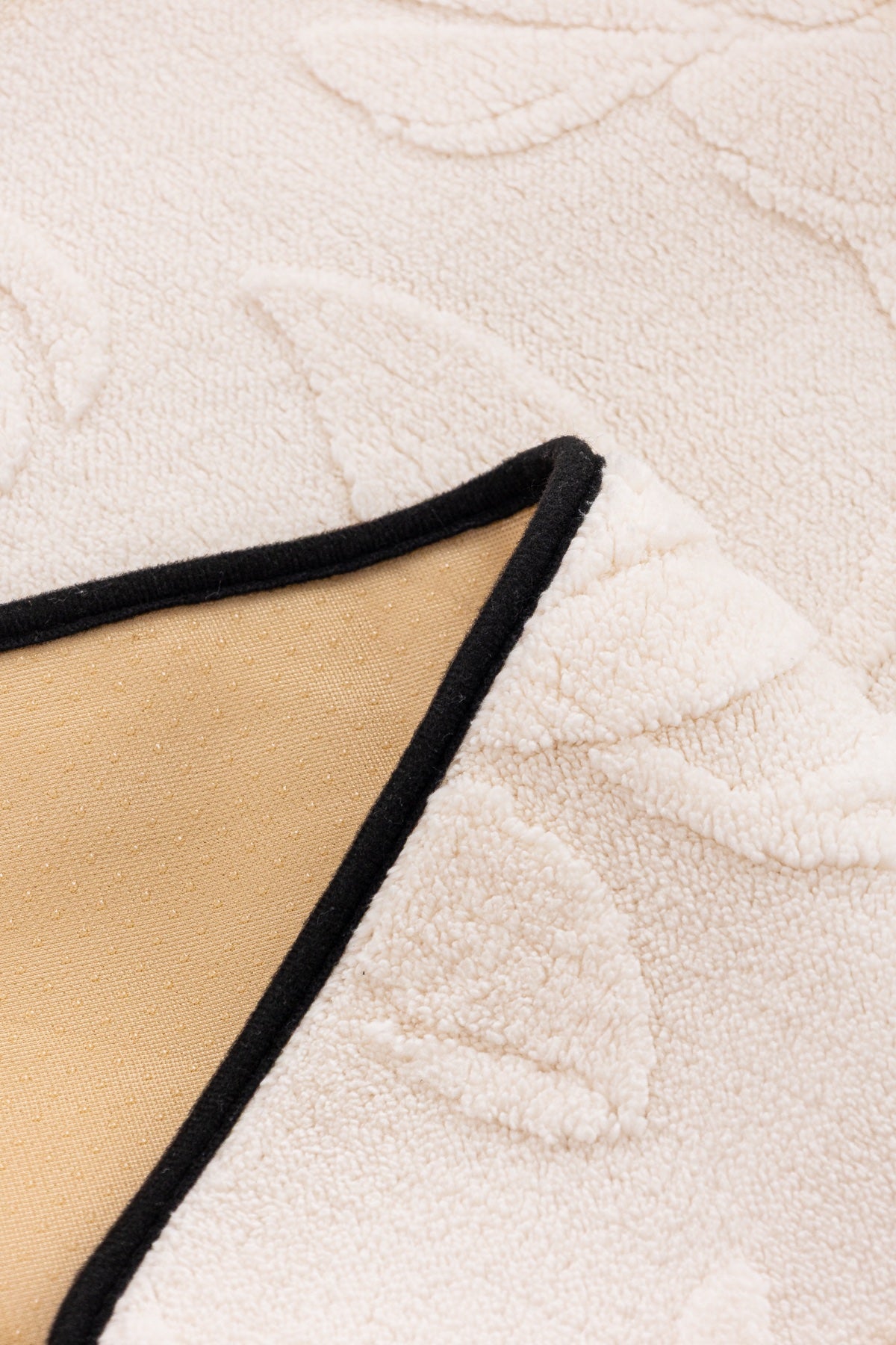 Sofa Decor Willow Quilted Leaf Sofa Seat Cover in Ivory Leaf - fabric texture and edge detail for quilted sofa seat covers in the UK